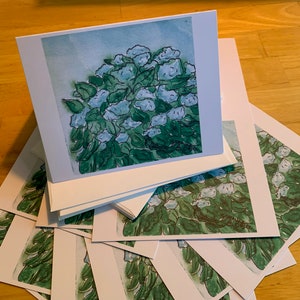 Lot de 10 cartes pliées hortensias aquarelles
