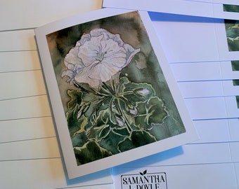 White Geranium Folded Card Set of 10