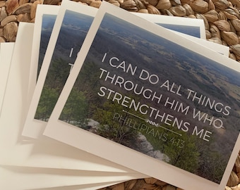 Scripture with Landscape Photography Notecards, Set of 3 5x7 inch Ivory Blank Cards