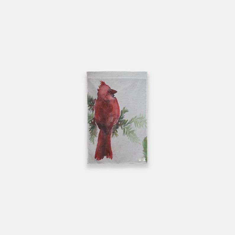 Winter Cardinal Watercolor Garden Flag 12 x 18 image 2