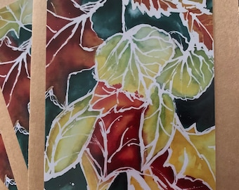 Fall Leaves No. 1 Watercolor Notecards, Set of 3 5x7 Inch Craft Paper Blank Cards
