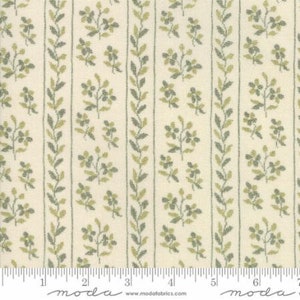 May include: White fabric with a repeating pattern of green leaves and small flowers. The fabric has a subtle texture and is perfect for quilting, crafts, and home decor projects.