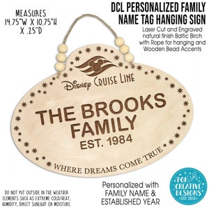 DCL Personalized Family Name Tag Hanging Sign