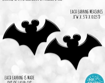 Black Bat Stud Earrings