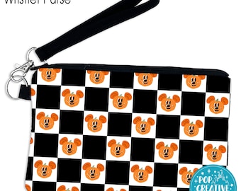 Checkered Pumpkins Wristlet Purse