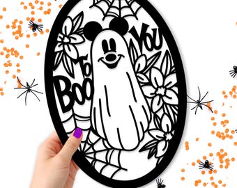 2D Boo to You Floral Ghost 7.5 x 11 Wooden Sign