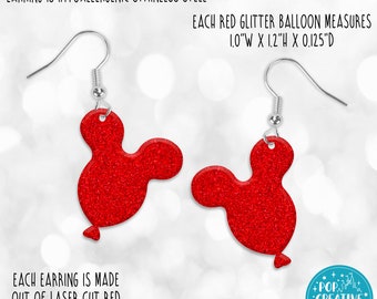 Red Glitter Balloon Dangle Earrings