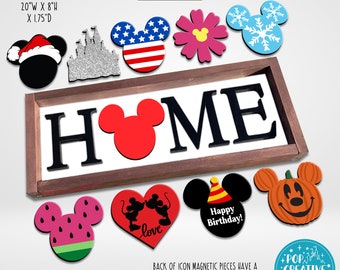 Home Interchangeable Sign Kit Includes EXCLUSIVE 10 Icon Magnetic Pieces - FREE SHIPPING