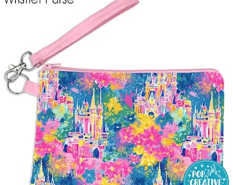 Castle Floral Wristlet Purse