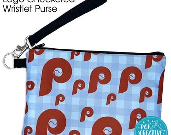 Philly Classic Logo Checkered Wristlet Purse