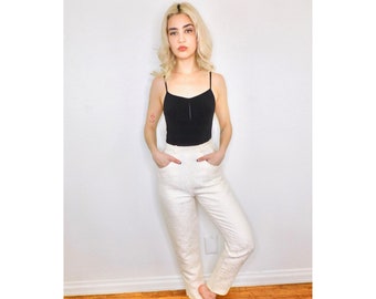 Pantalon brocart Yves Saint Laurent / / robe taille haute blanc cassé ivoire vintage des années 80 des années 90 des années 1990 des années 1980 pantalon pantalon YSL / / XS X-Small