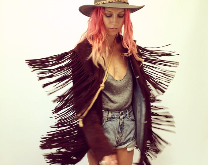 Jackson Hole Jacket // Vintage 70s 1970s Brown Suede Boho Country