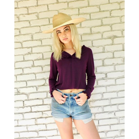 DVF Plum Blouse // vintage 1970s dress boho hippi… - image 1
