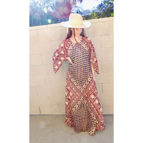 Indian Maxi Dress // vintage boho hand blocked cot