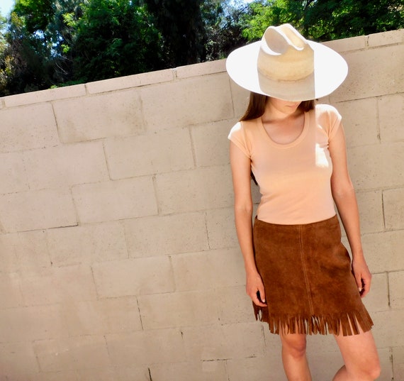 Woodstock Suede Skirt // vintage 60s 70s boho sun