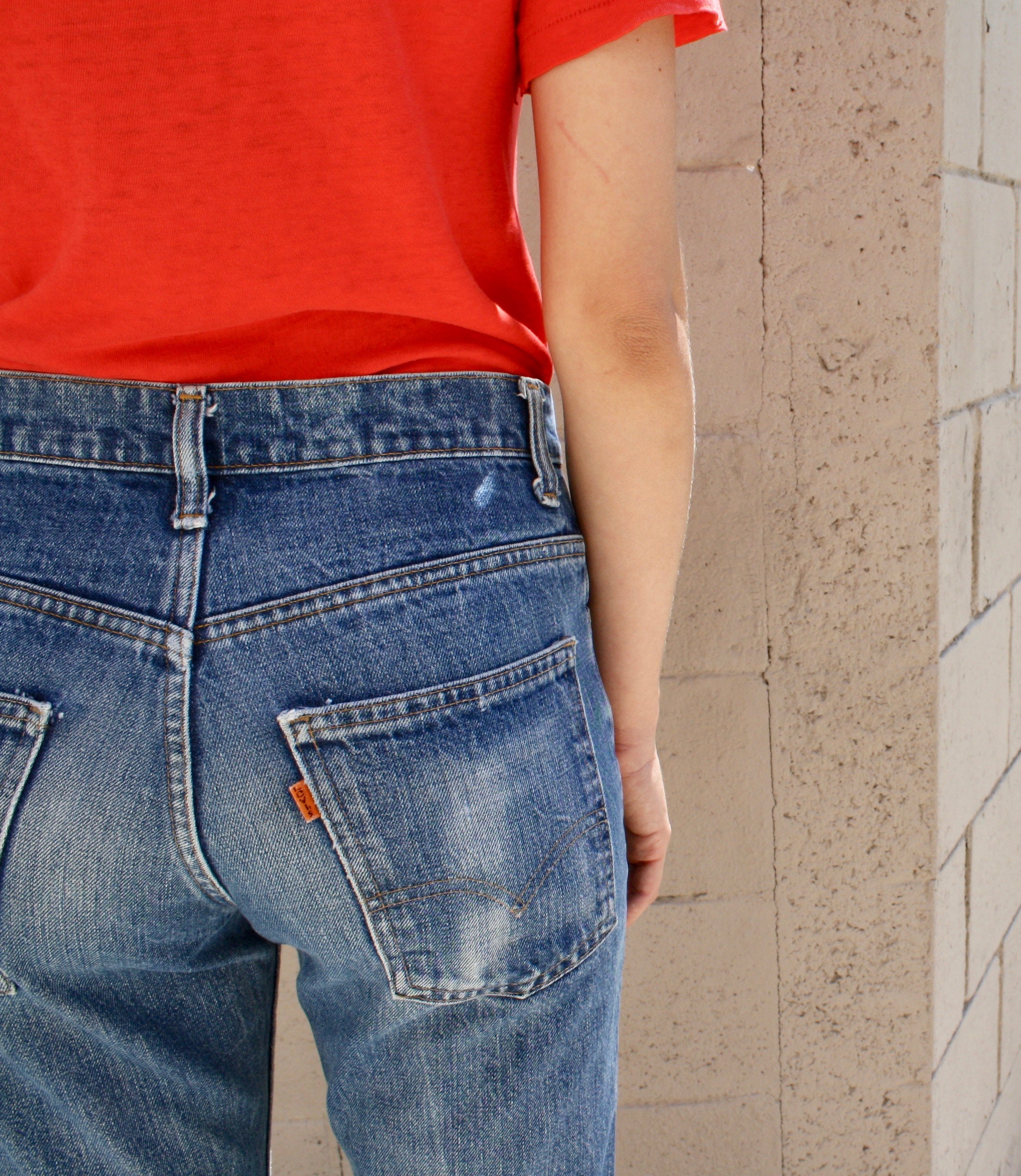 Levis  Bell Bottoms // vintage s Levi's denim orange tab USA