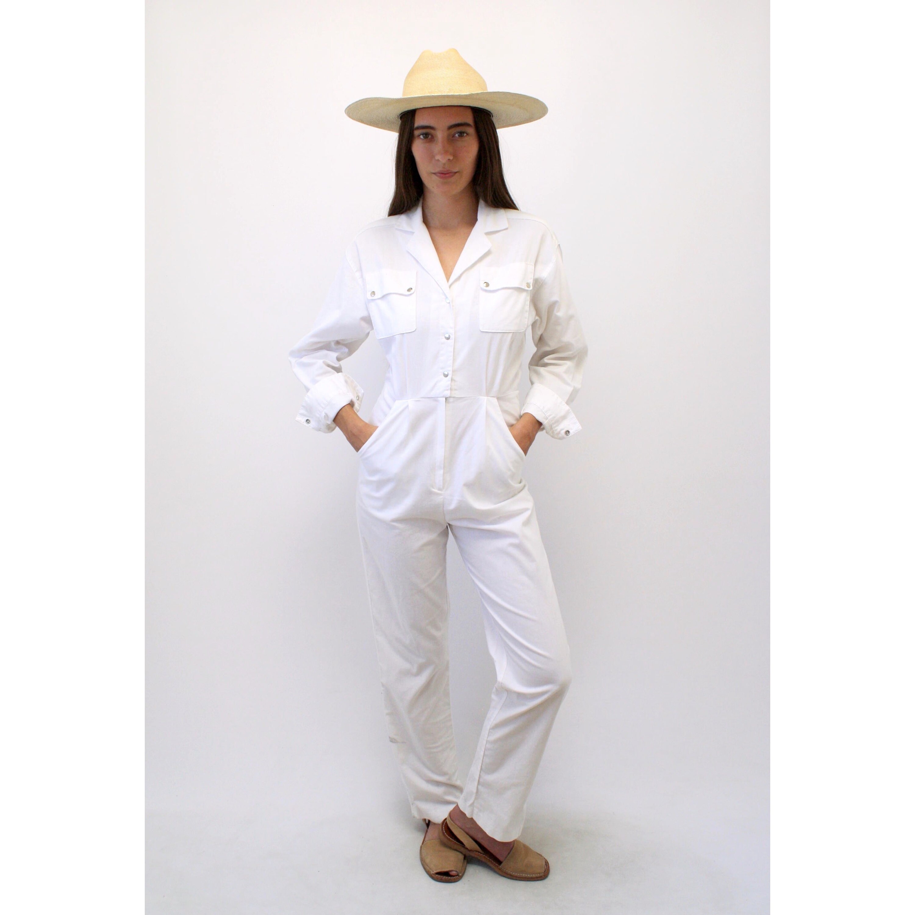 Clockwork Orange Jumpsuit vintage white high waist boho hippie