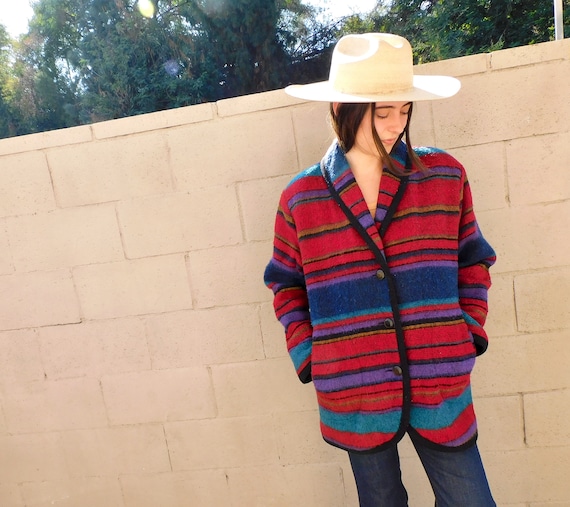 Woolrich Blanket Jacket // wool boho hippie blanke