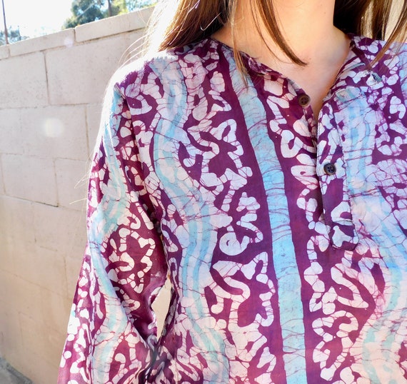Vintage silk hippie dress banjara gypsy blouse mini dress light patched silk blouse