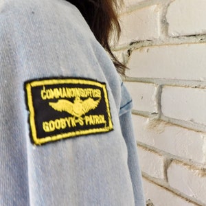 Military Jacket // vintage 70s hippy jean coat boho hippie faded blouse shirt 70's 1970s cotton 1970's denim work chore distressed // S/M image 2