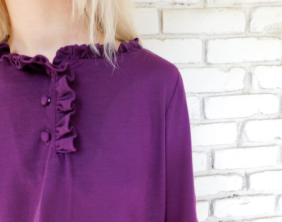 DVF Plum Blouse // vintage 1970s dress boho hippi… - image 3