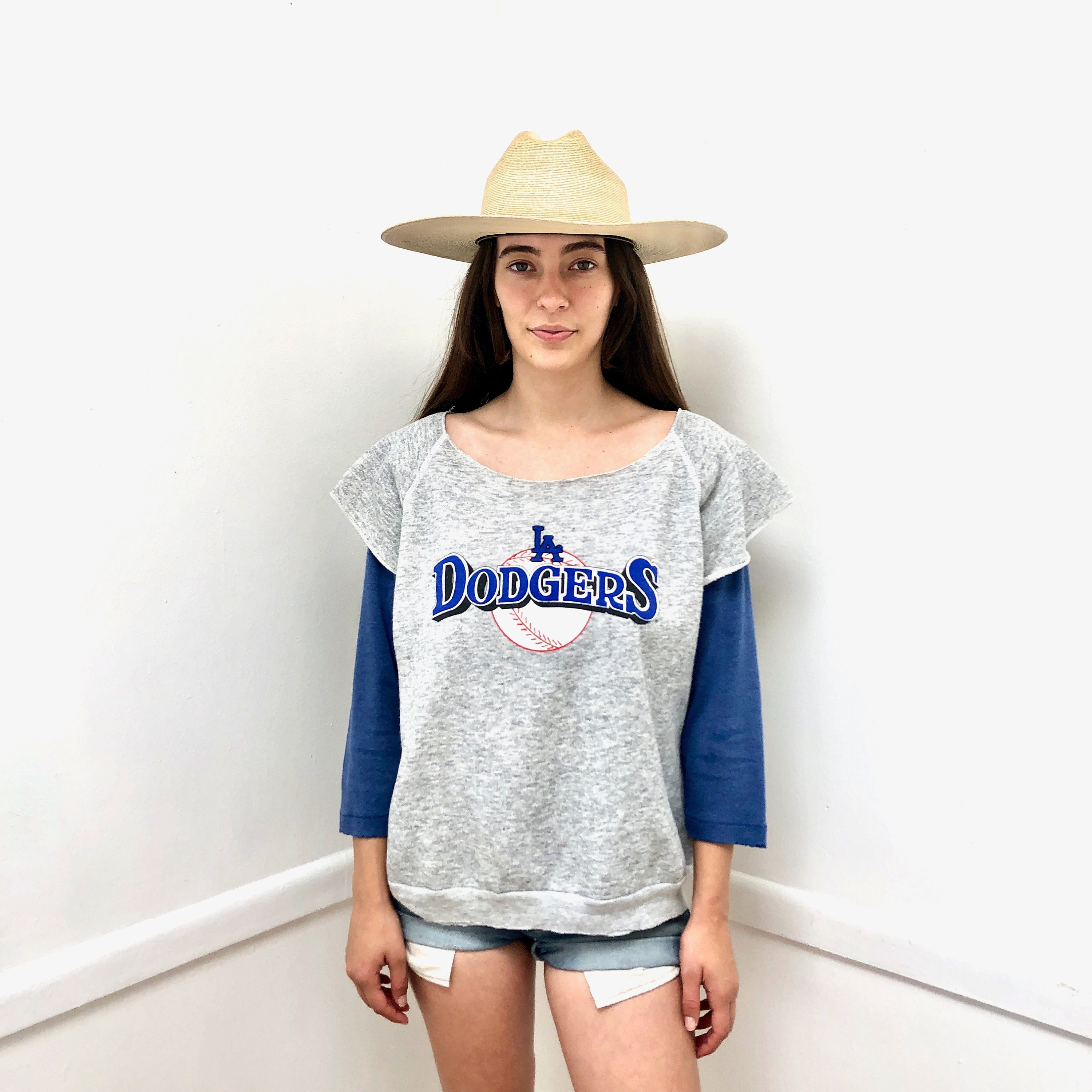FenixVintage Dodgers Sweatshirt // Vintage Dress Blue Boho Shirt T-Shirt T Blouse Jersey La Los Angeles Grey Sweater 70s 80s // O/S