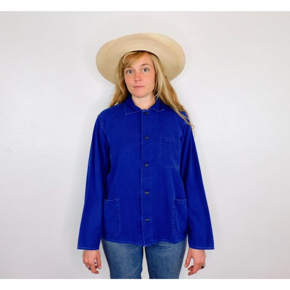XS S M L XL 2XL 3XL 4XL Vintage French Work CHORE Jackets Royal//Cobalt Blue