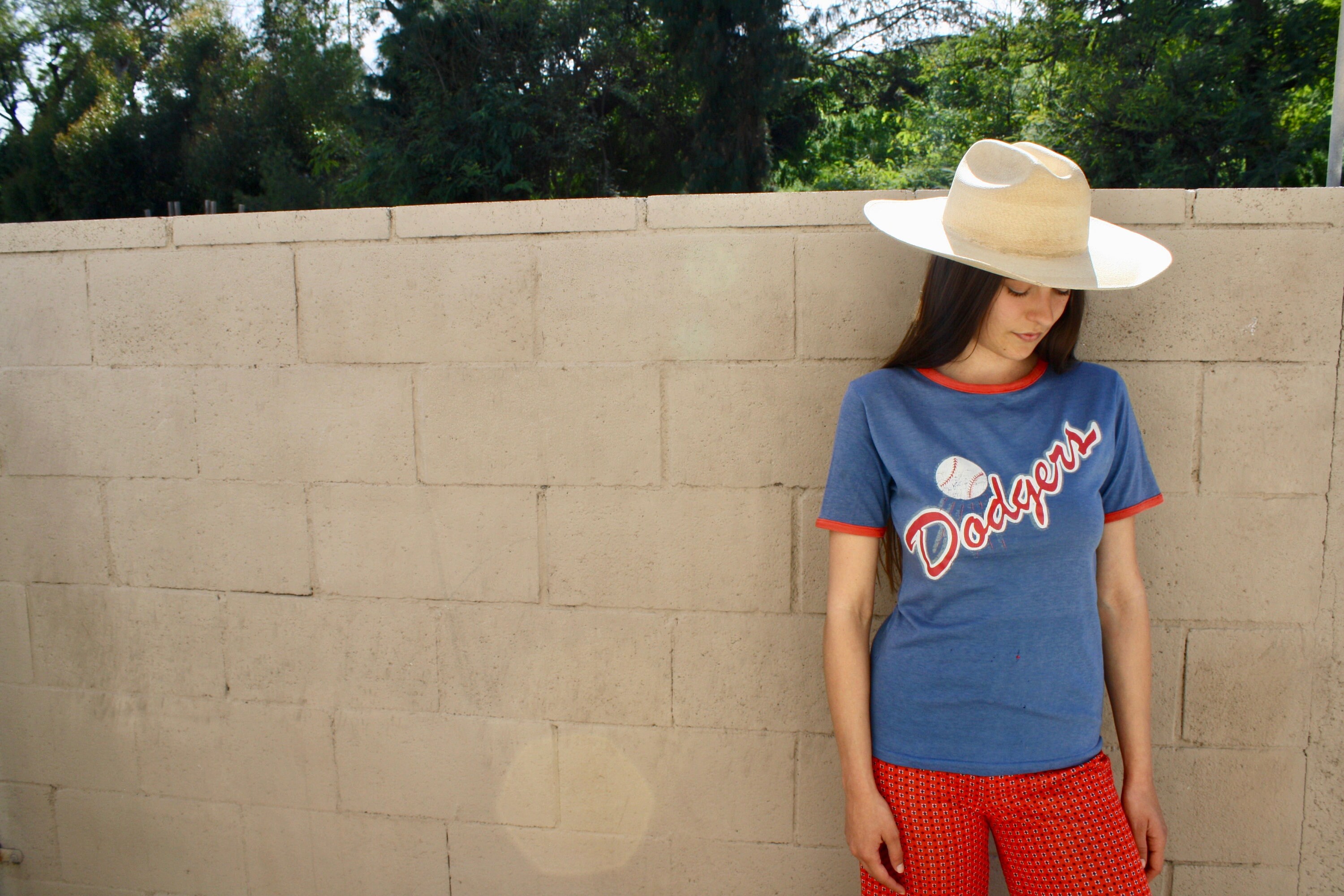 Dodgers Tee // vintage dress blue white boho baseball shirt t