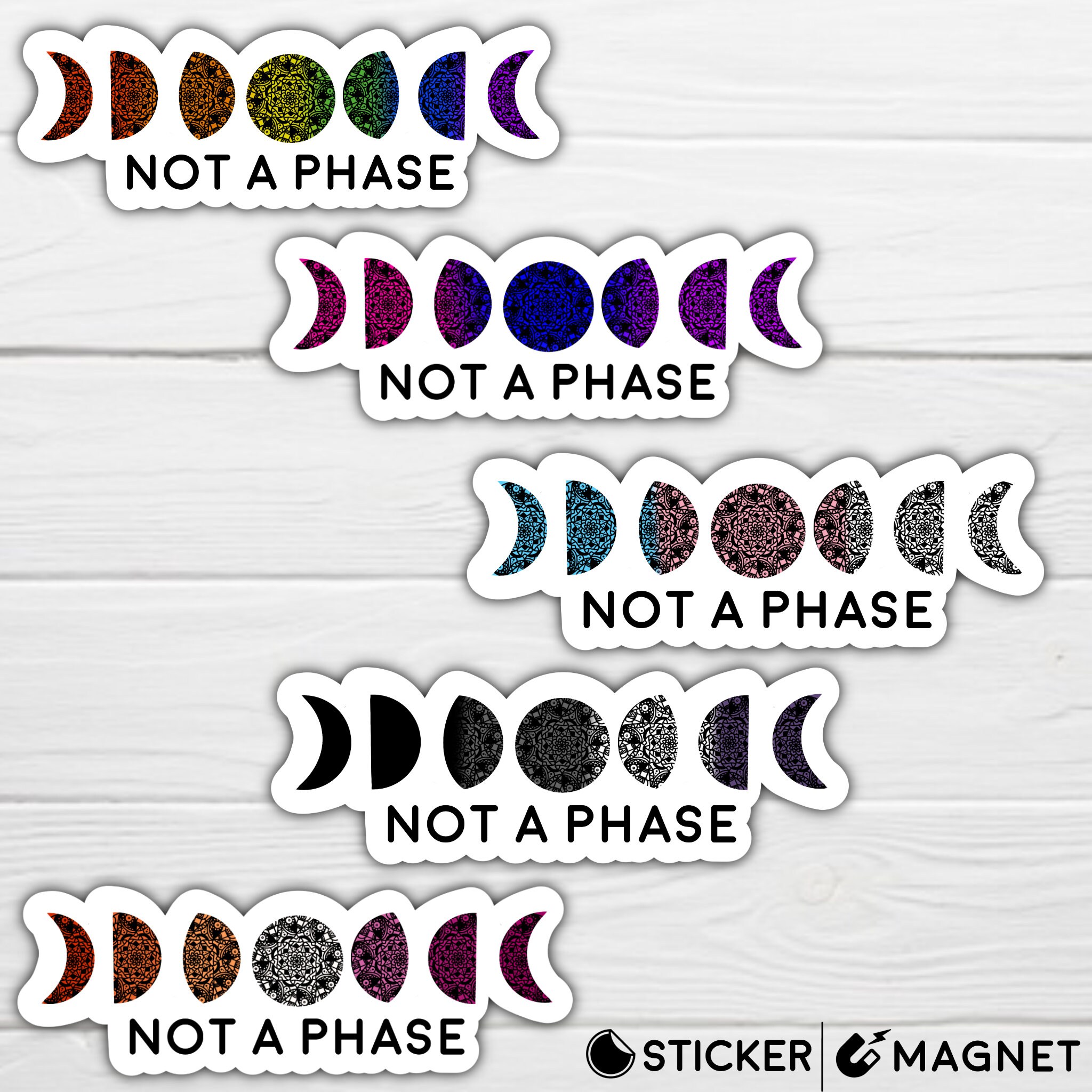 Not a Phase Moon LGBTQ Pride Rainbow Gay Lesbian Trans Bi Queer Ace N…