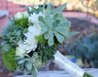 Bridal Bouquet Succulents and White Flowers