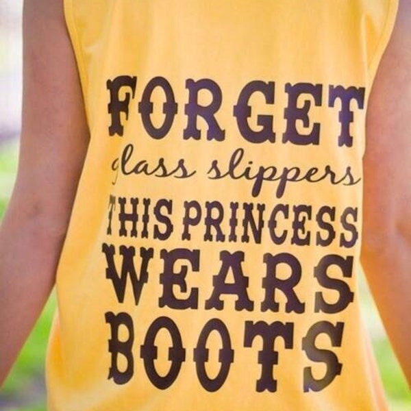 Monogrammed Tank with state- Forget glass slippers this princess wears boots
