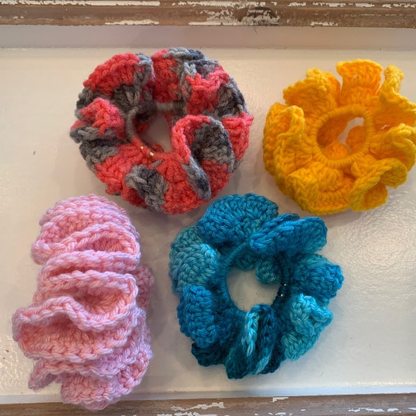 Crochet ruffle hair scrunchie elastic ponytail holder clips