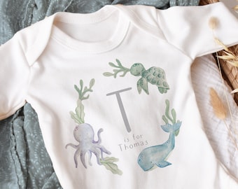 Underwater theme Baby Bodysuit, Personalised Baby Outfit
