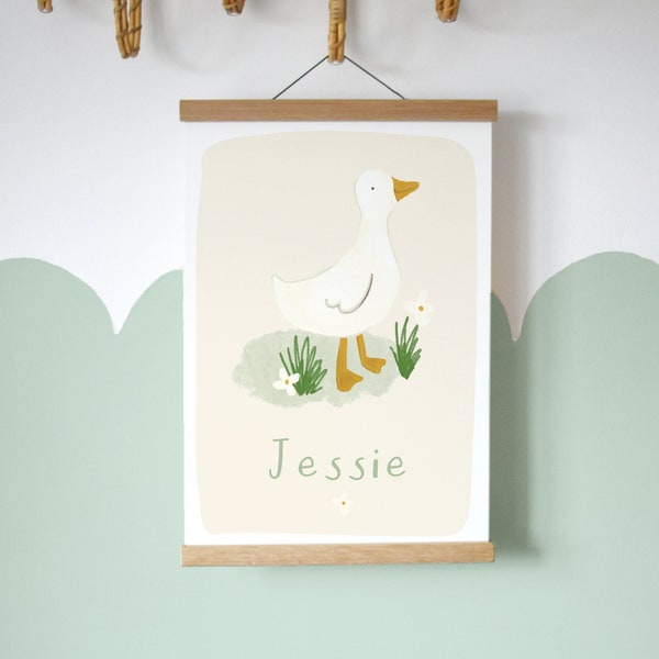 Personalised Puddle Duck Farm A4 A3 | Kid's interior print | Girl's room print Animal