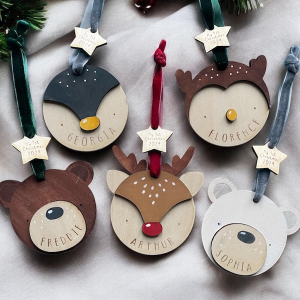 Hand-Painted Personalised Christmas Animal Bauble – Unique Holiday Ornament & Keepsake Gift
