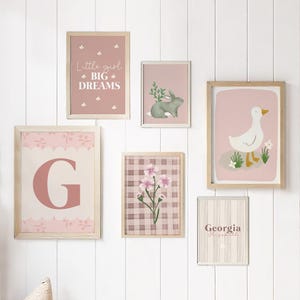 Dusky Pink Nursery Print Set: Watercolor Baby Girl Room Decor