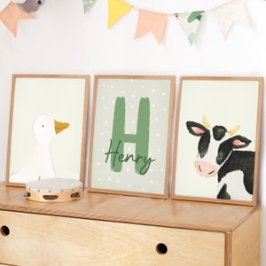 Personalised Farm Animals Wall Art Print Set A4 A3 | Kid's interior print, Nursery Art | Goose nursery