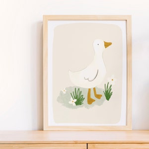 Puddle Duck Farm A4 A3 | Kid's interior print | Girl's room print, Goose