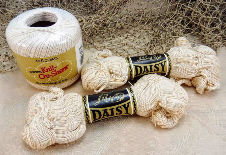 Unused Vintage 1960/'s Lily Daisy Crochet Thread and JP Coats Knit Cro-Sheen New