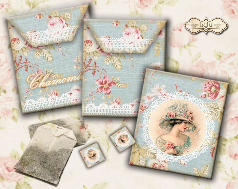 Shabby Tea Bag Envelopes Digital Collage Sheet Printables Etsy