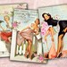 Pin Up Cards - Digital Collage Sheet - Digital Cards - ACEO - ATC - Printable Cards - Pin Up Girls - Scrapbook - Digital Paper - Gift Tags