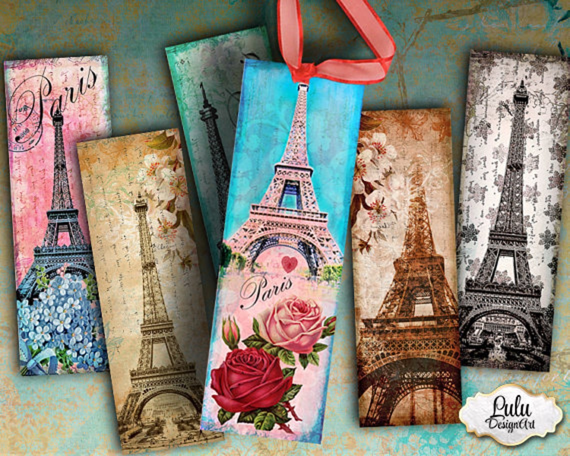 Paris Bookmarks Printable Bookmarks Digital Tags Printable Etsy