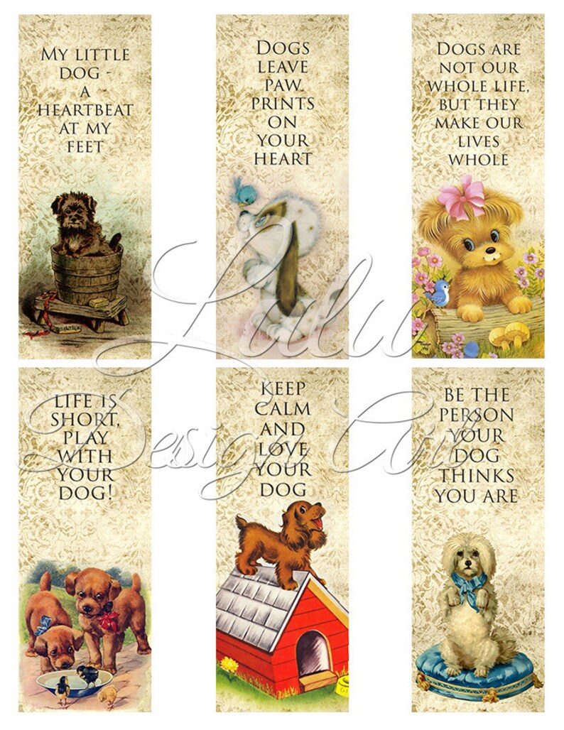 Printable Bookmarks : Dogs Bookmarks digital | Etsy