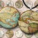 Vintage Maps Circles - Instant Download, Antique Maps, World Map, 1 inch circle images, bottle cap images, printable images, round images