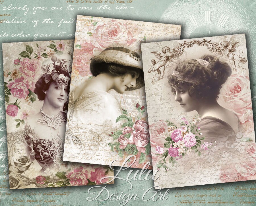 Vintage Greetings Digital Collage Sheet Vintage Cards - Etsy