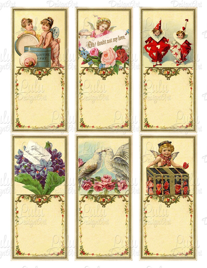 Printable bookmarks vintage bookmarks digital collage sheet | Etsy