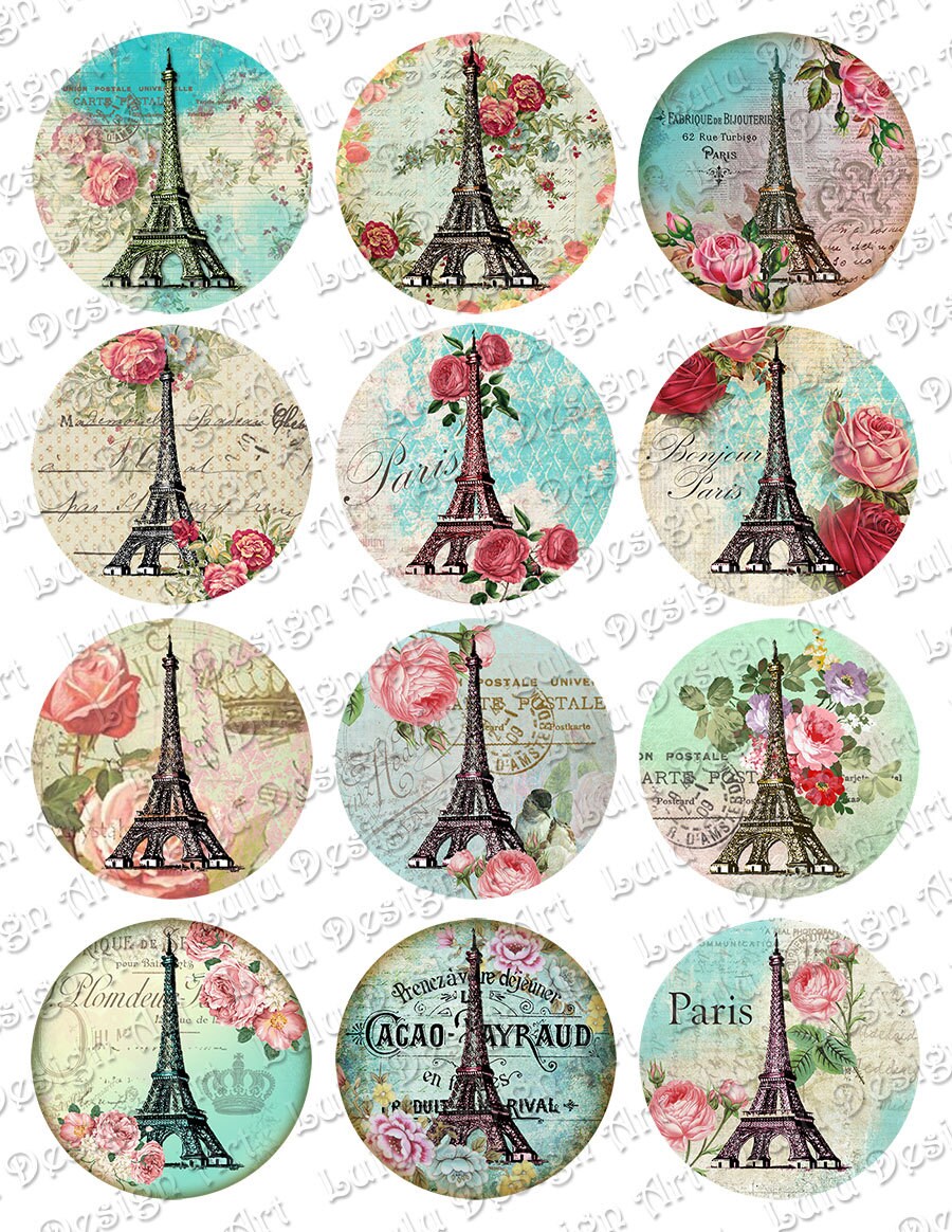 Paris Vintage Circle Images Pocket Mirror Cupcake | Etsy