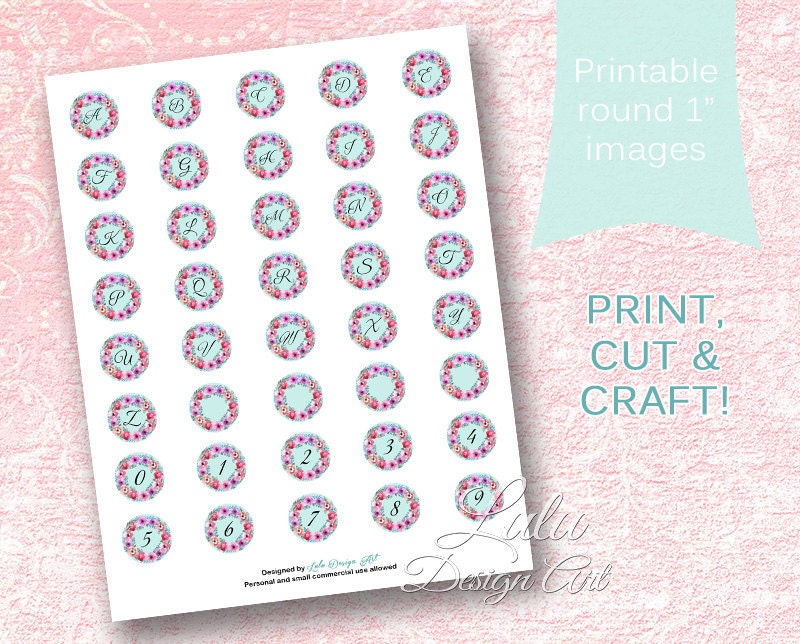 Initials Circle Images : Initials in Blue Floral - Etsy