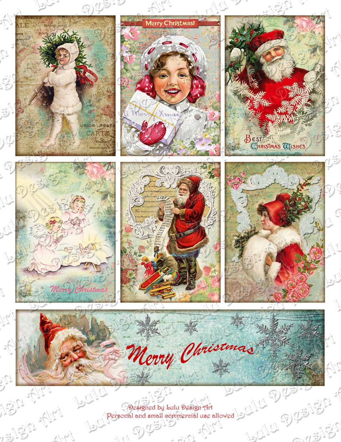 Vintage Christmas Cards Digital Collage Sheet Printable | Etsy