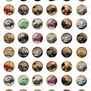 Old Cars Circles 1 Inch Oldtimers Glass Pendant Magnet | Etsy